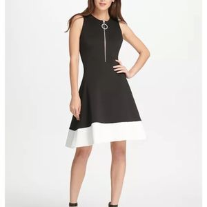 DKNY Black and White Sleeveless Dress